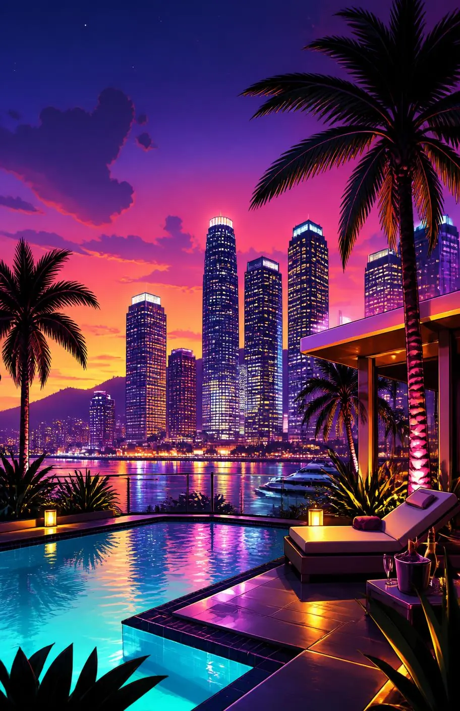 Illustrated nightlife skyline for Jack Neel